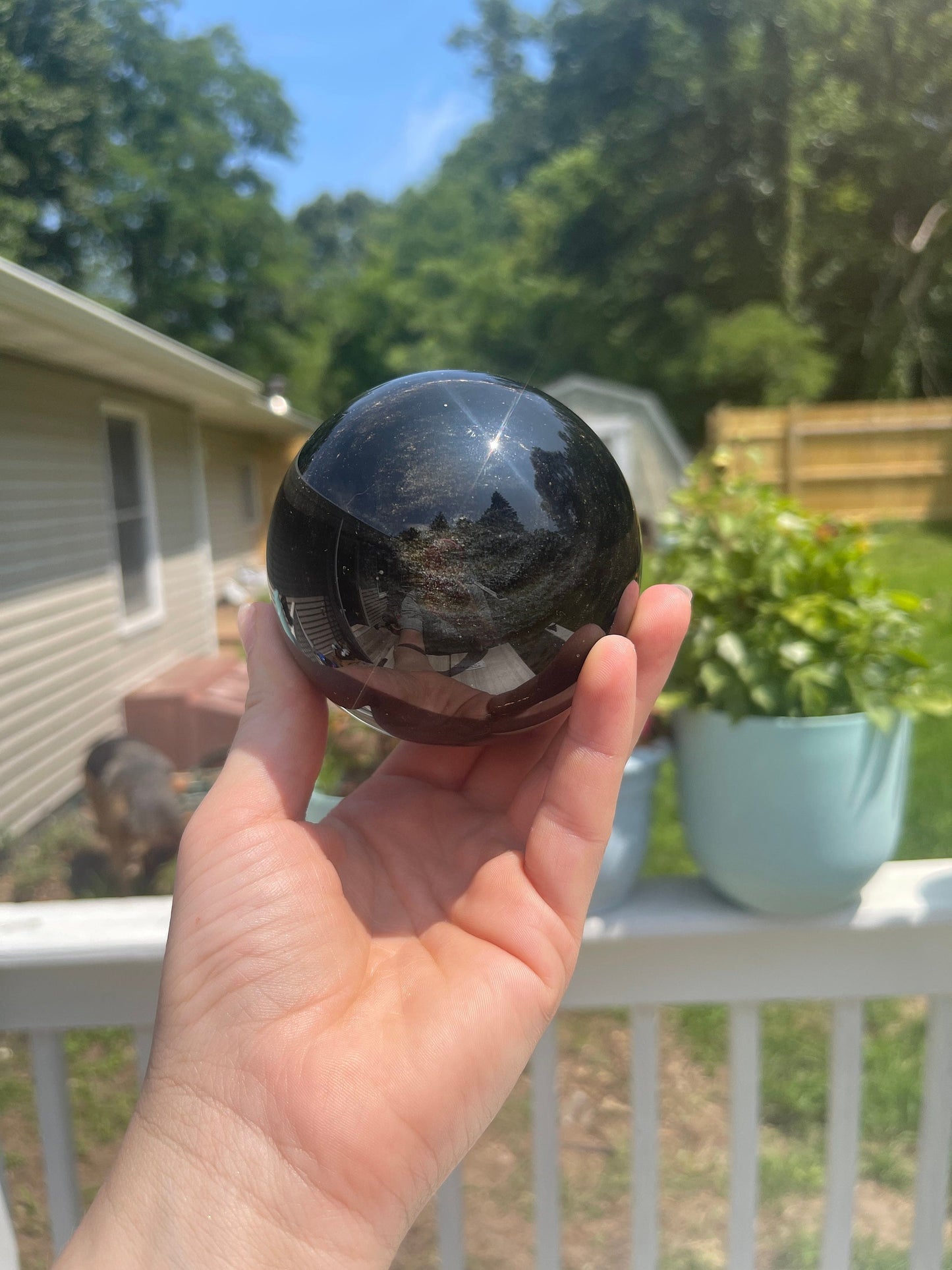 Large Golden Sheen Obsidian Sphere: Meditation Crystal Gift