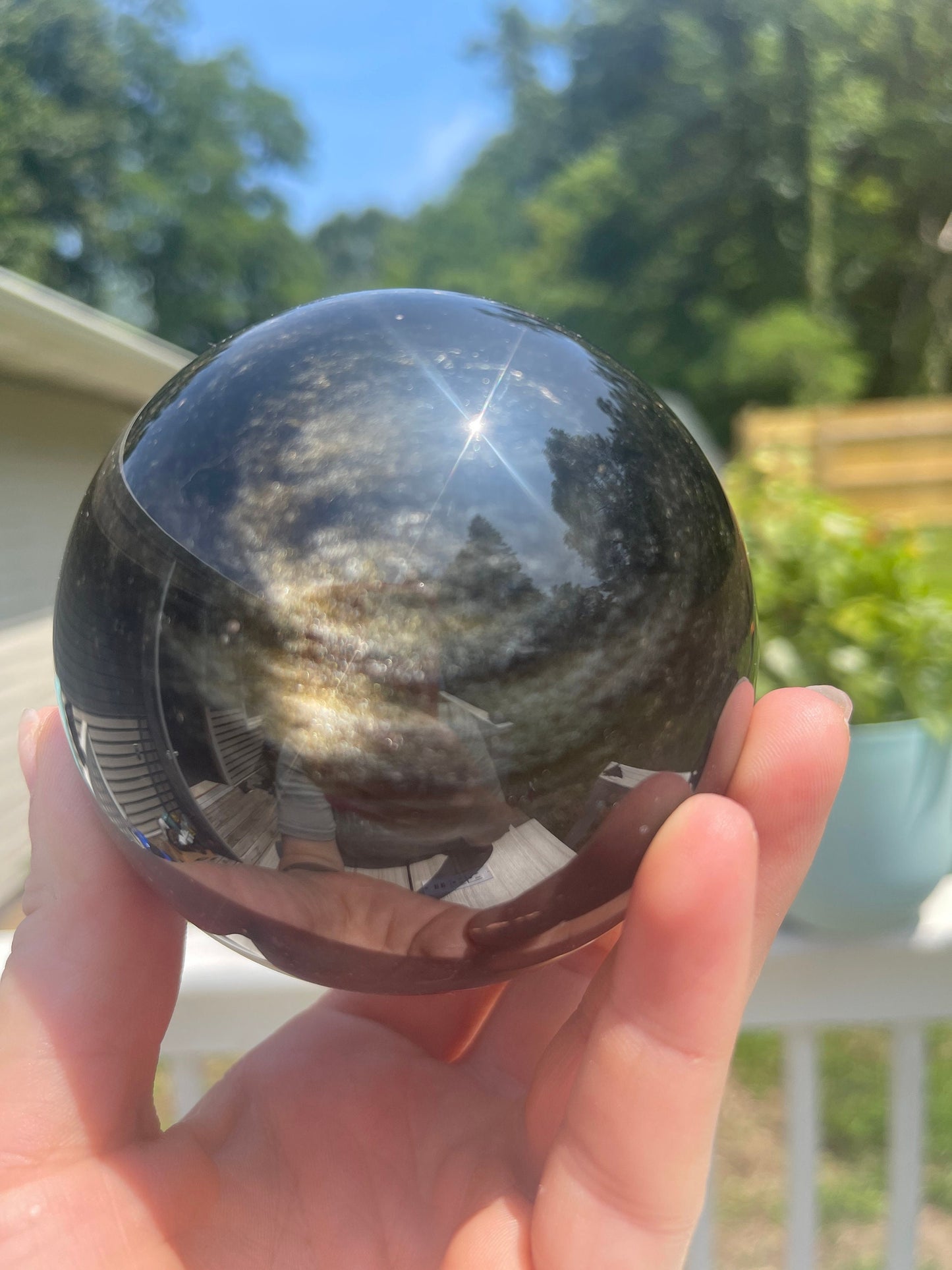 Large Golden Sheen Obsidian Sphere: Meditation Crystal Gift