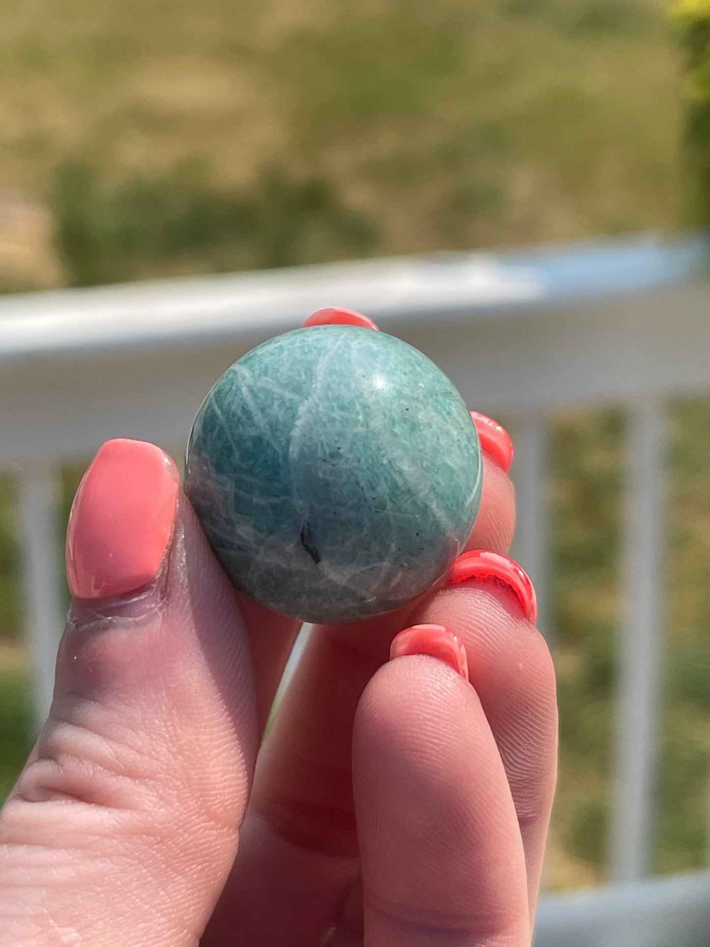 1 Amazonite with smoky quartz mini sphere