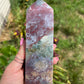 Red moss agate tower