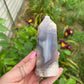 Blue Flower Agate Tower with Druzy