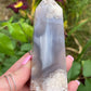 Blue Flower Agate Tower with Druzy
