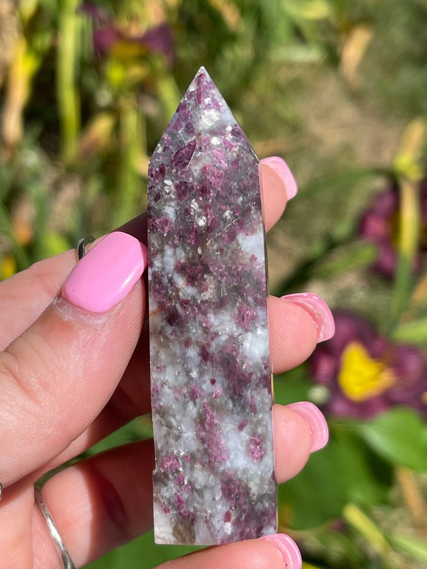 Rubellite Crystal Tower: Red Tourmaline Carving, Meditation Stone