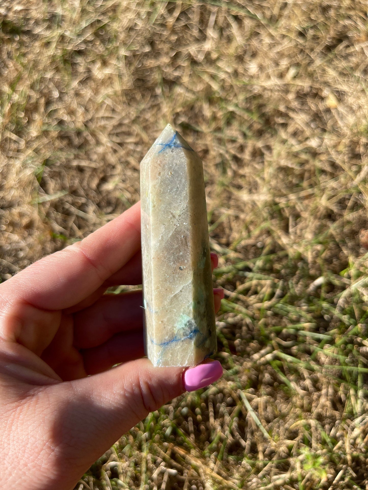 Fynchenite Chrysocolla Crystal Tower: Tranquility Stone