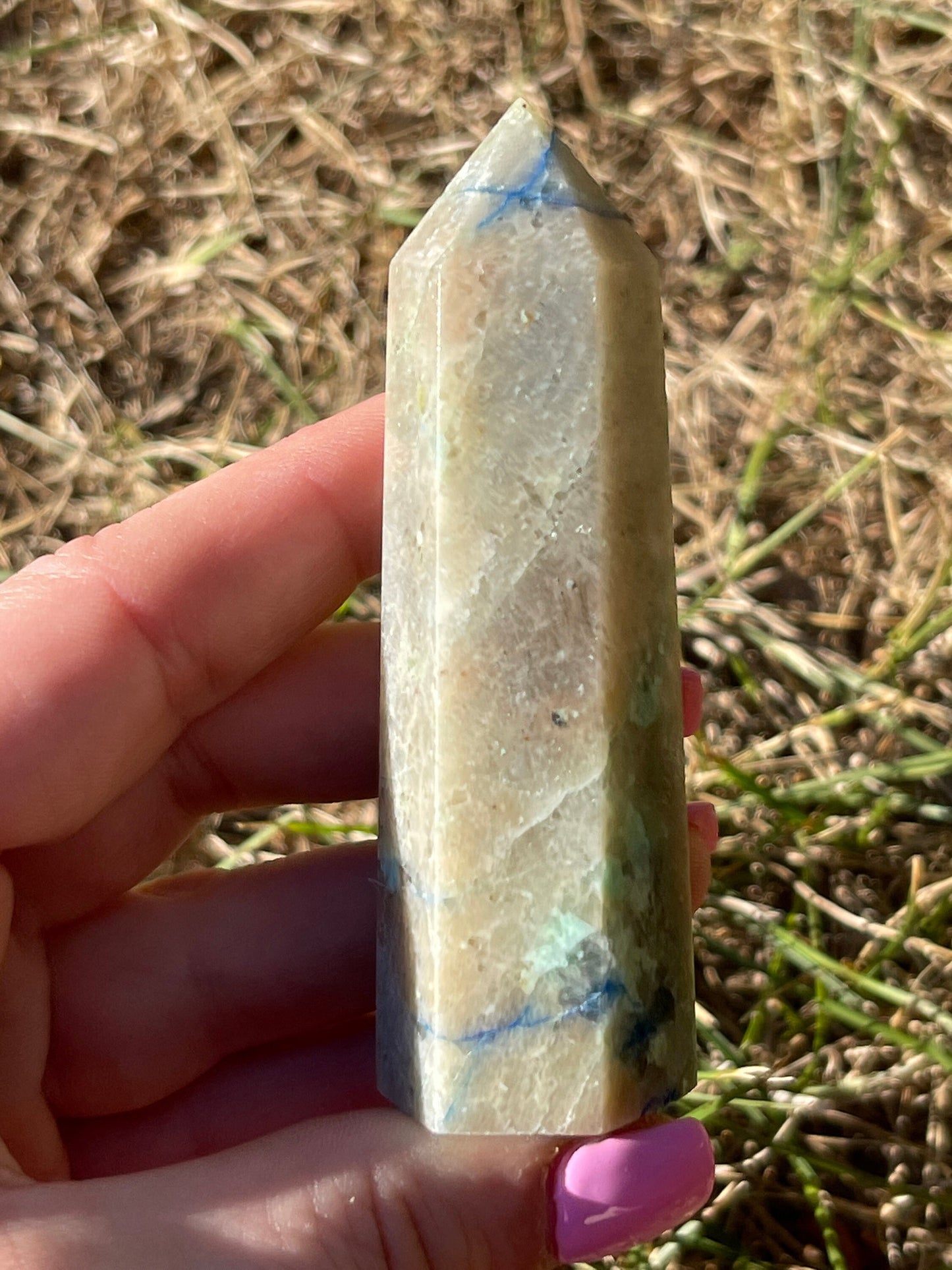 Fynchenite Chrysocolla Crystal Tower: Tranquility Stone