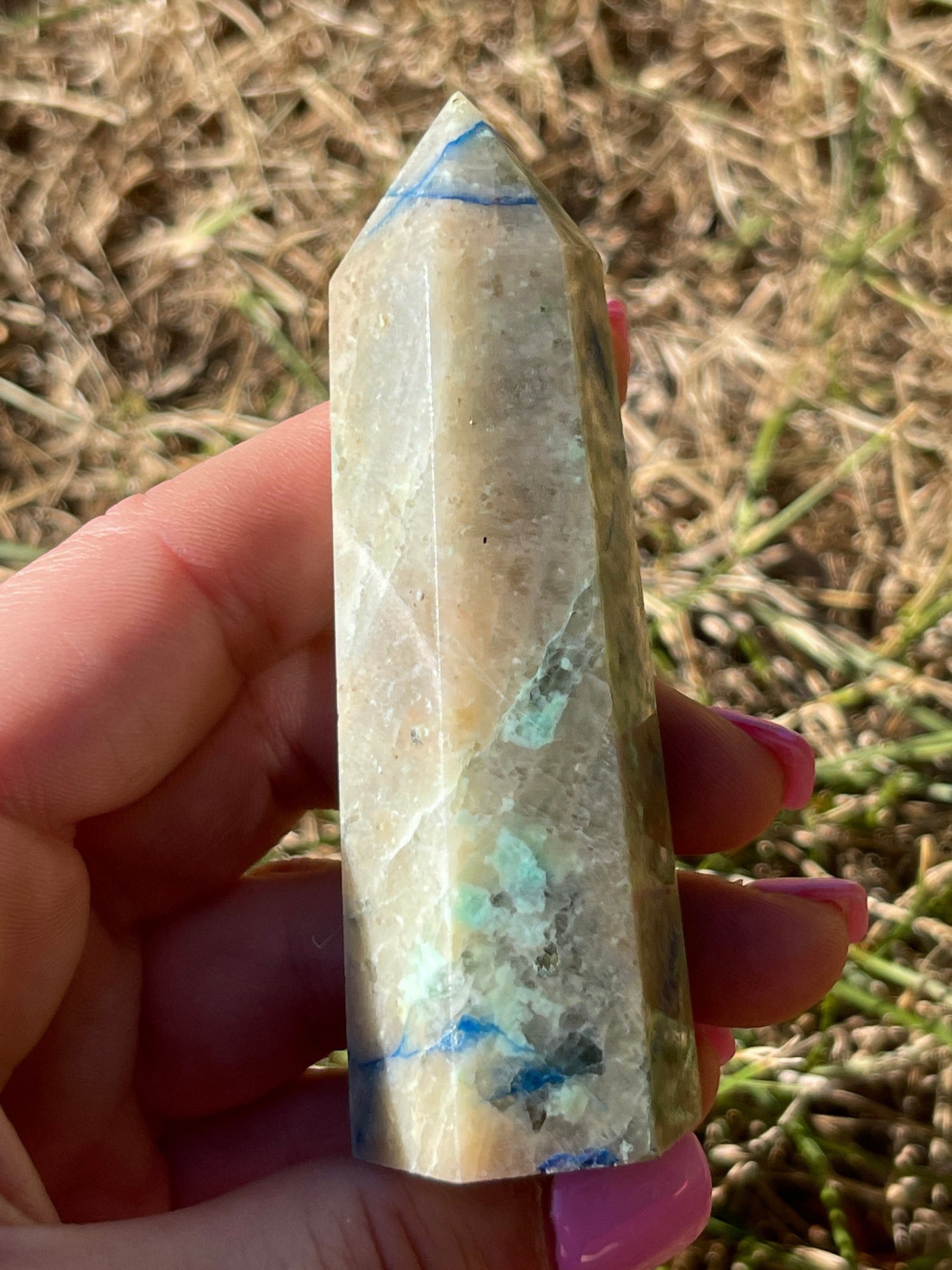 Fynchenite Chrysocolla Crystal Tower: Tranquility Stone
