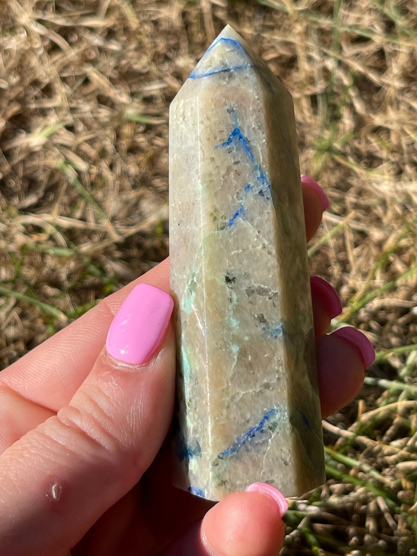 Fynchenite Chrysocolla Crystal Tower: Tranquility Stone