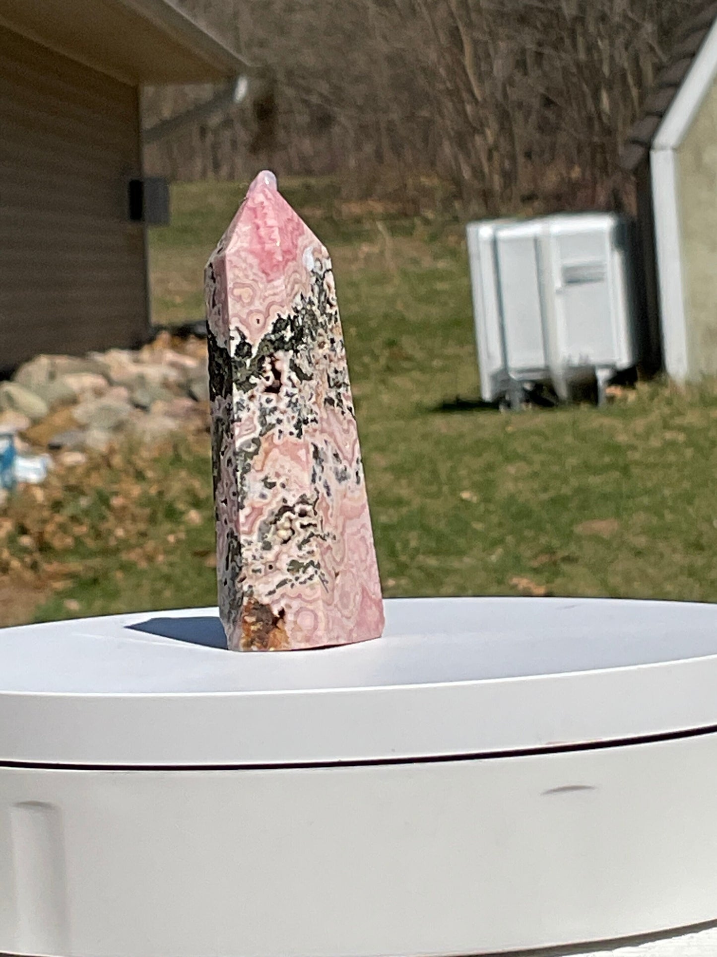 Rhodochrosite & Pyrite Crystal Tower