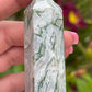 Moss Agate Crystal Tower: Meditation Stone Gift
