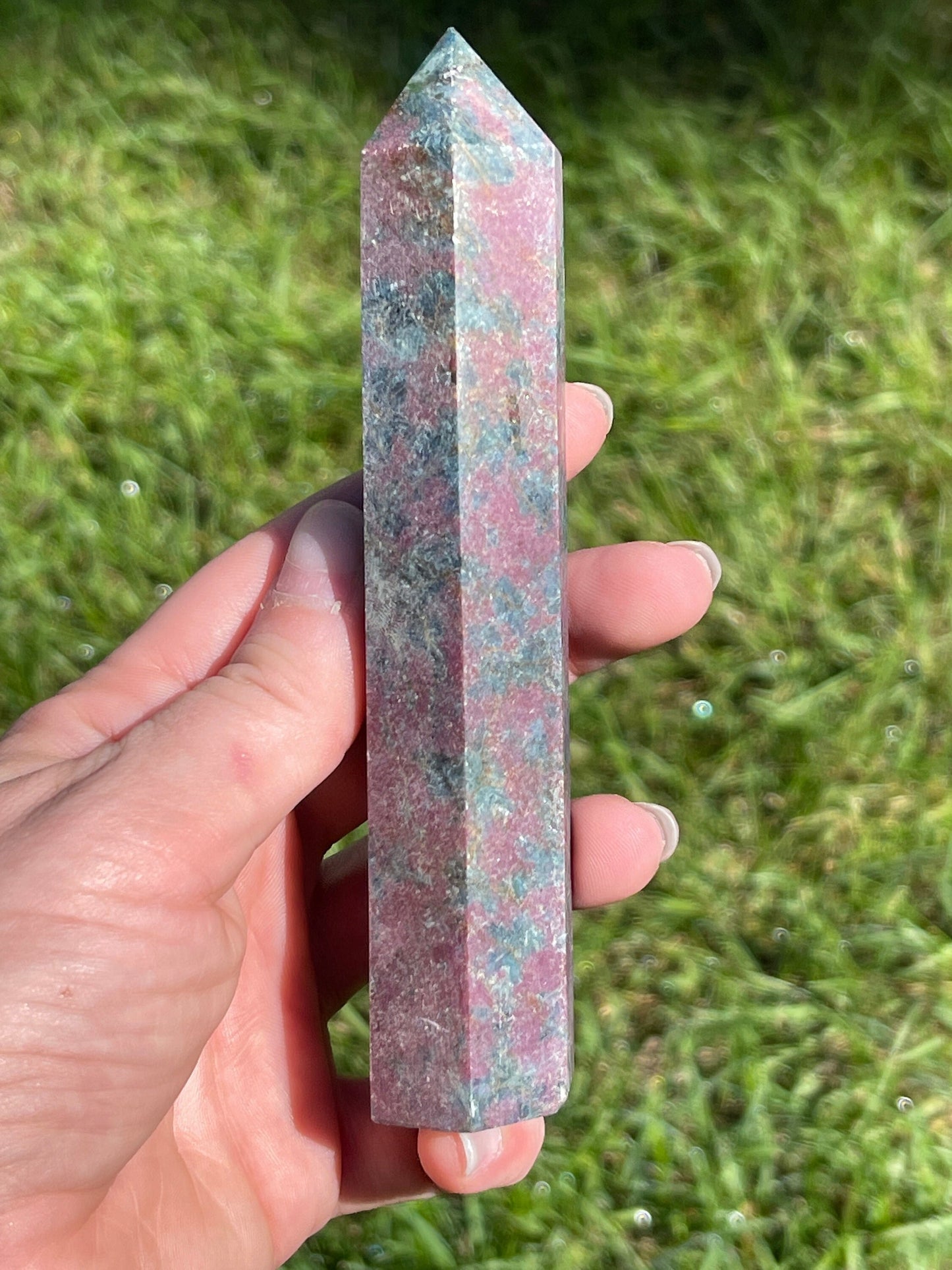 Ruby in Kyanite Crystal Tower: UV Reactive Gift (5.6in)