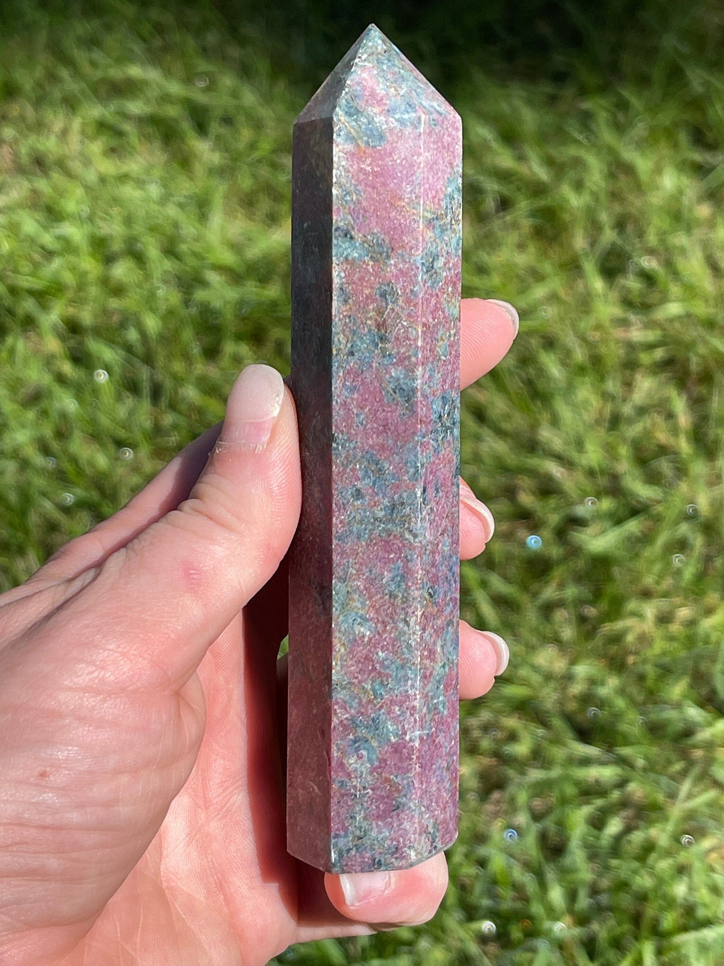 Ruby in Kyanite Crystal Tower: UV Reactive Gift (5.6in)