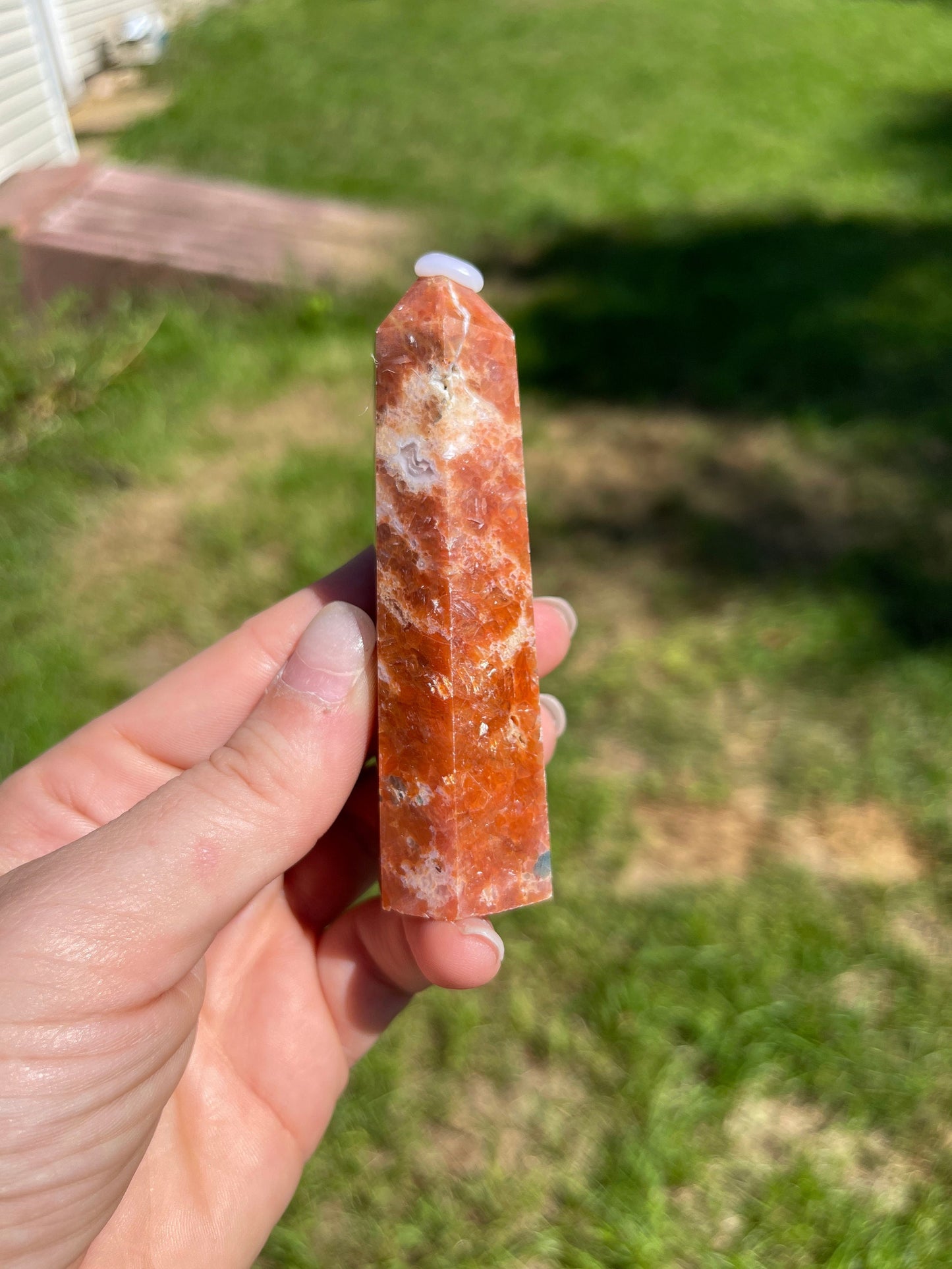 Calcite & Blue Apatite Crystal Tower