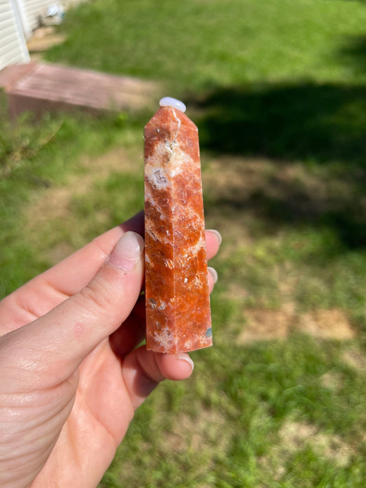 Calcite & Blue Apatite Crystal Tower