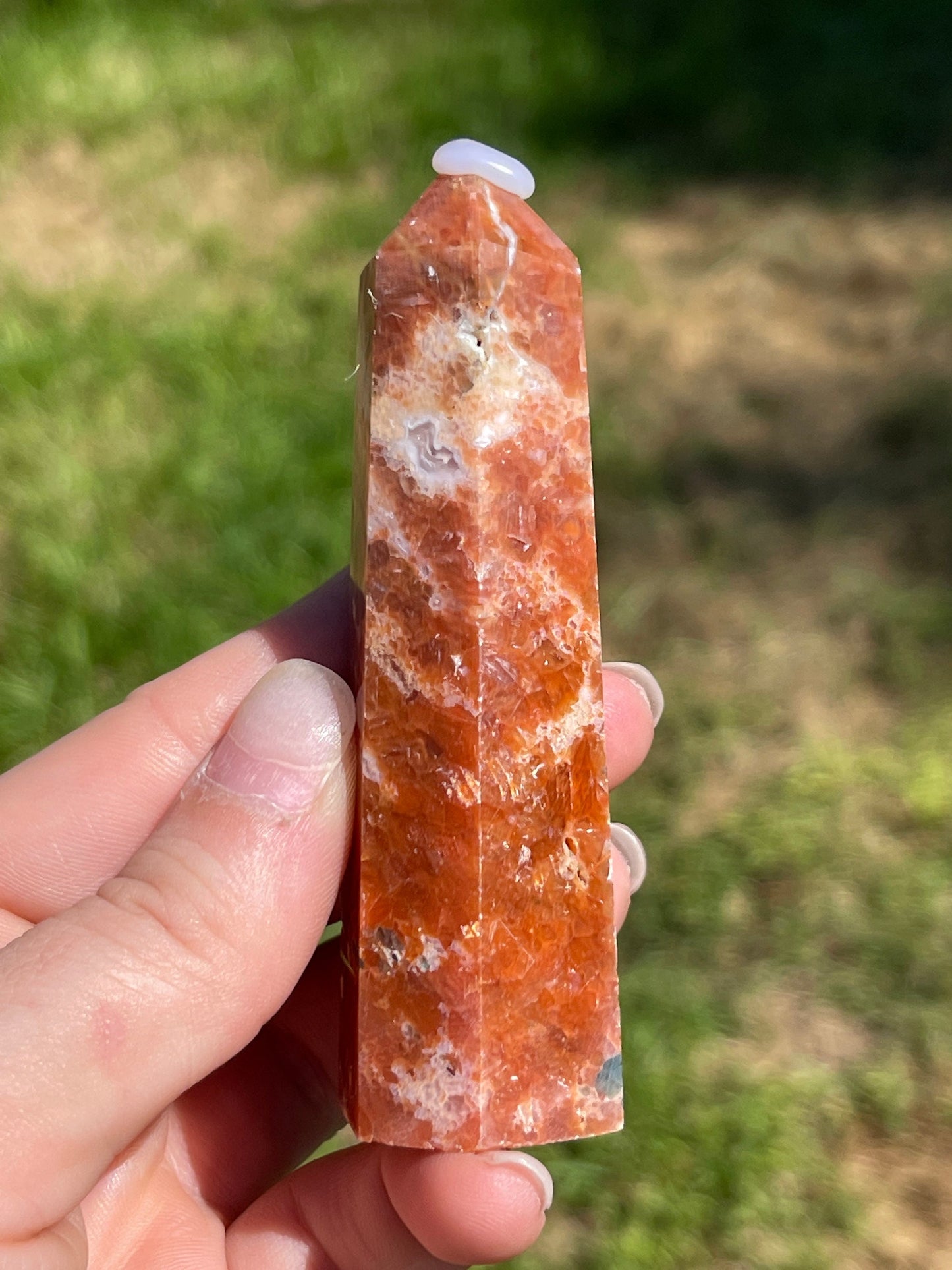 Calcite & Blue Apatite Crystal Tower