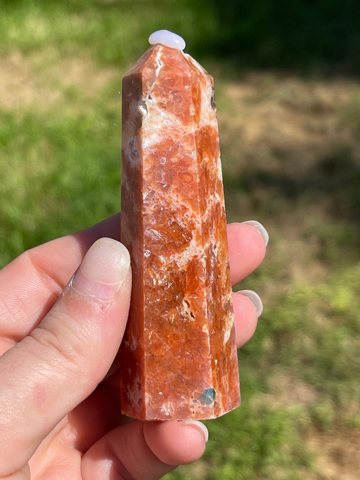 Calcite & Blue Apatite Crystal Tower