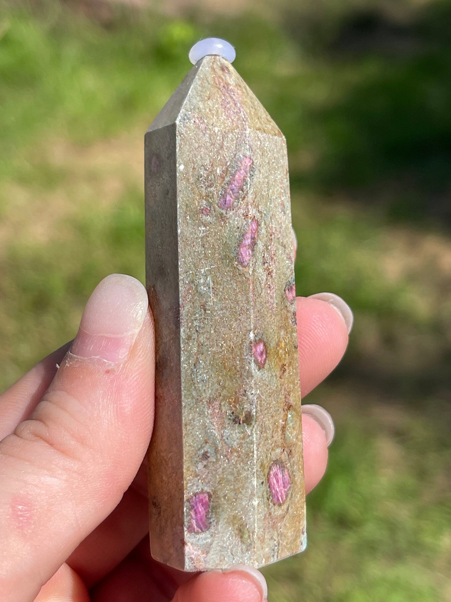 Ruby fuchsite crystal tower
