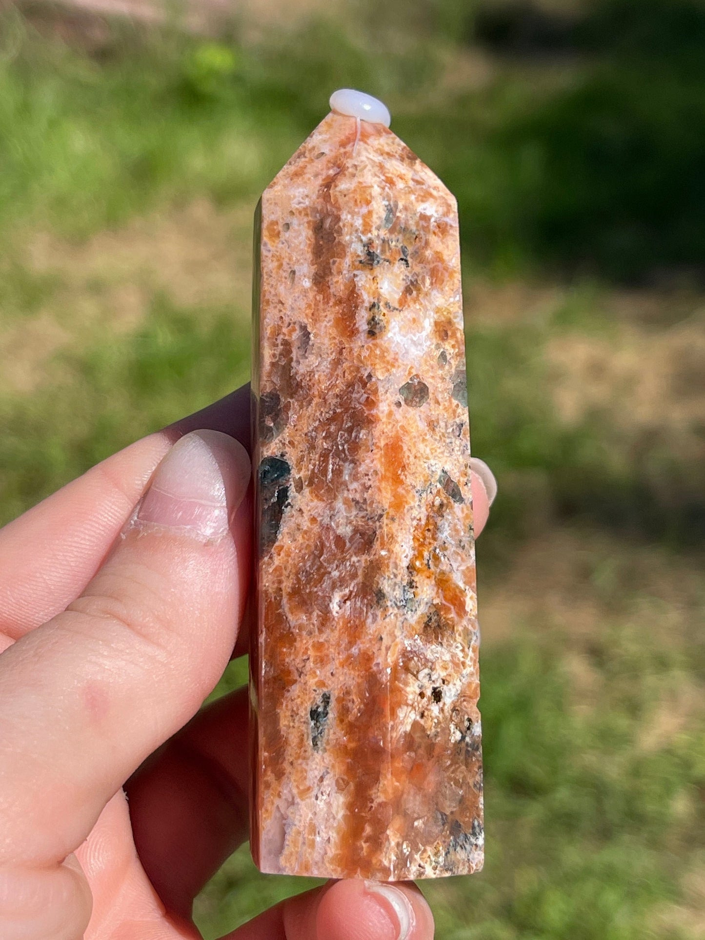Calcite & Blue Apatite Crystal Tower