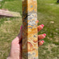 Crazy Lace Agate Crystal Tower: Mexican Carved Stone