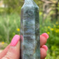 Moss Agate Tower: Crystal Point Gift (3.4in)