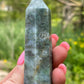 Moss Agate Tower: Crystal Point Gift (3.4in)