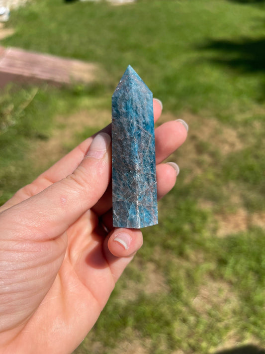 Blue Apatite Crystal Point Tower: Psychic Stone Gift