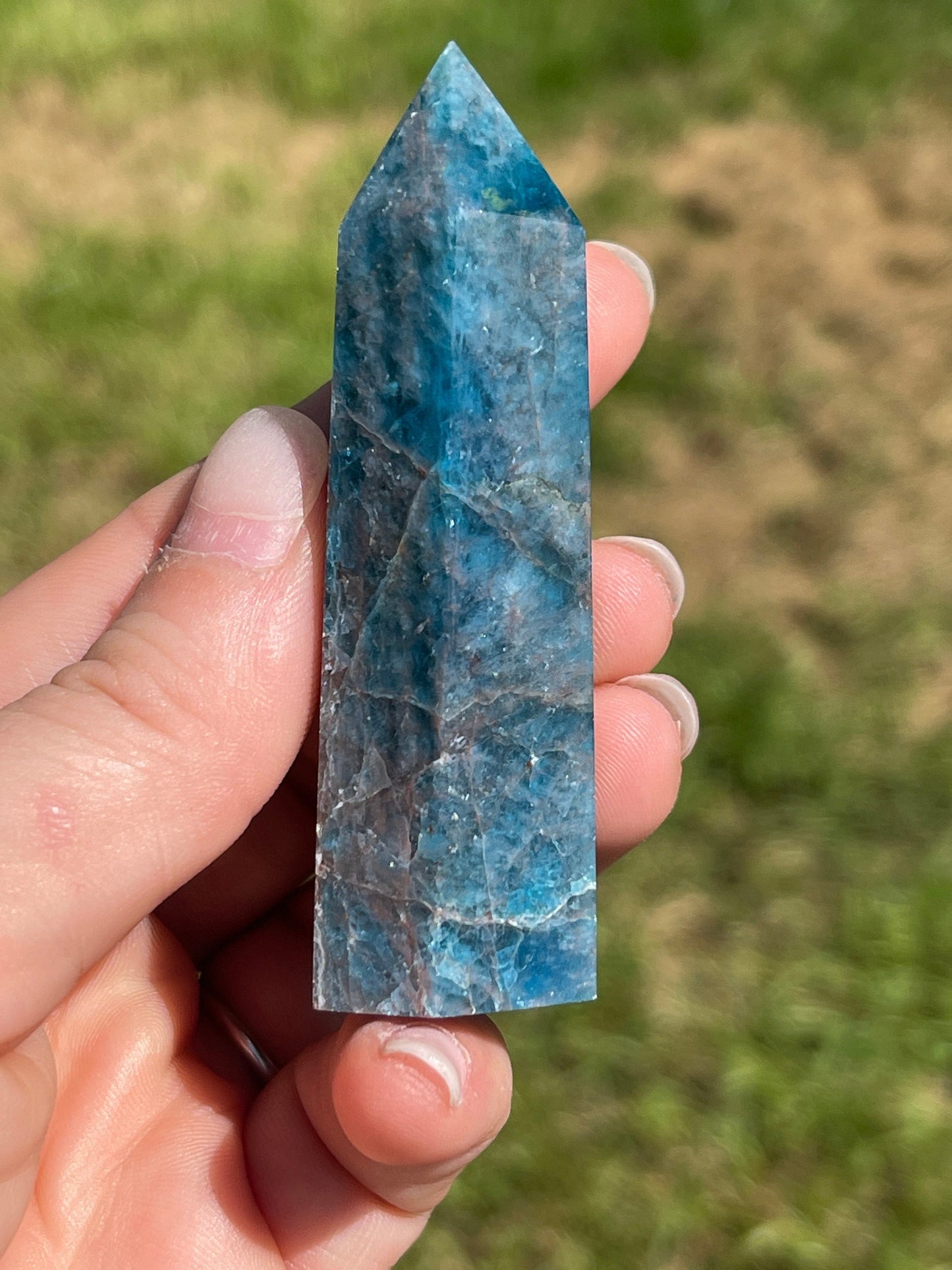Blue Apatite Crystal Point Tower: Psychic Stone Gift