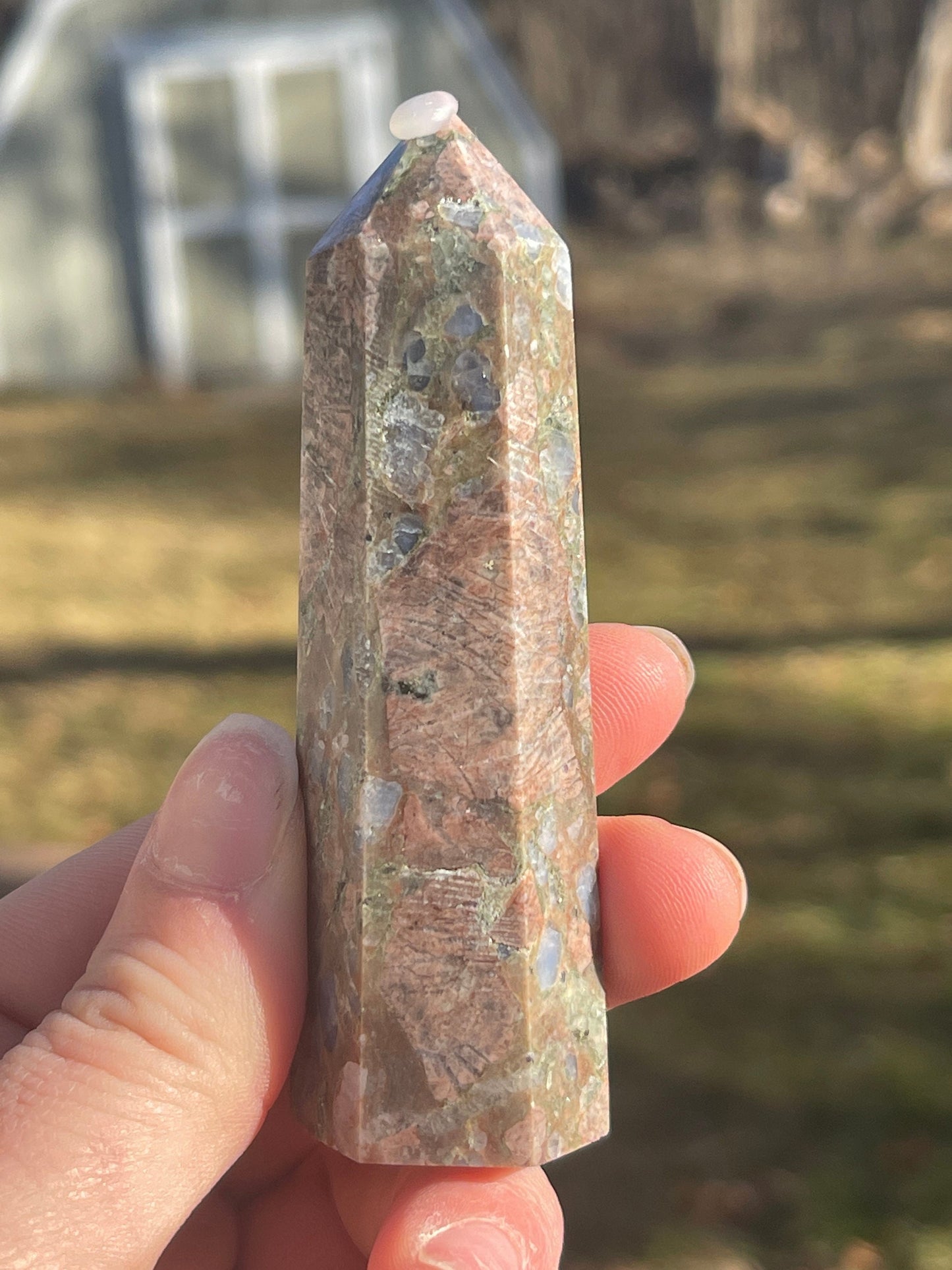 Llanite crystal tower f | que sera | crystal carving | meditation stone