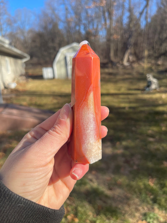 Carnelian Crystal Tower: Root, Sacral, Solar Plexus Chakras