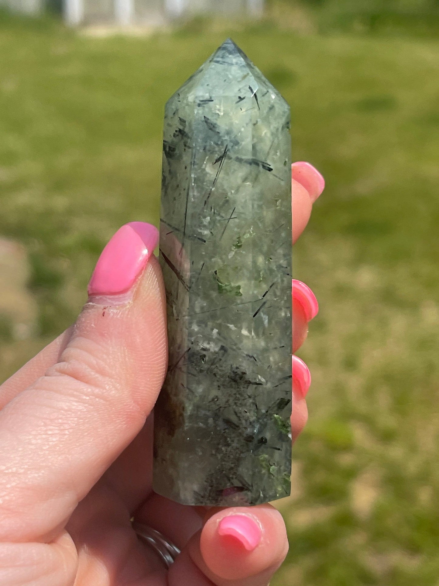 Prehnite Crystal Tower: Meditation Stone Carving (3.2in)