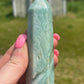 Green Silky Fluorite Crystal Tower: Meditation Stone