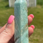Green Silky Fluorite Crystal Tower: Meditation Stone
