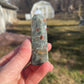African Bloodstone Crystal Tower D with Pyrite Inclusions | crystal Carving | Meditation Stone | Abundance
