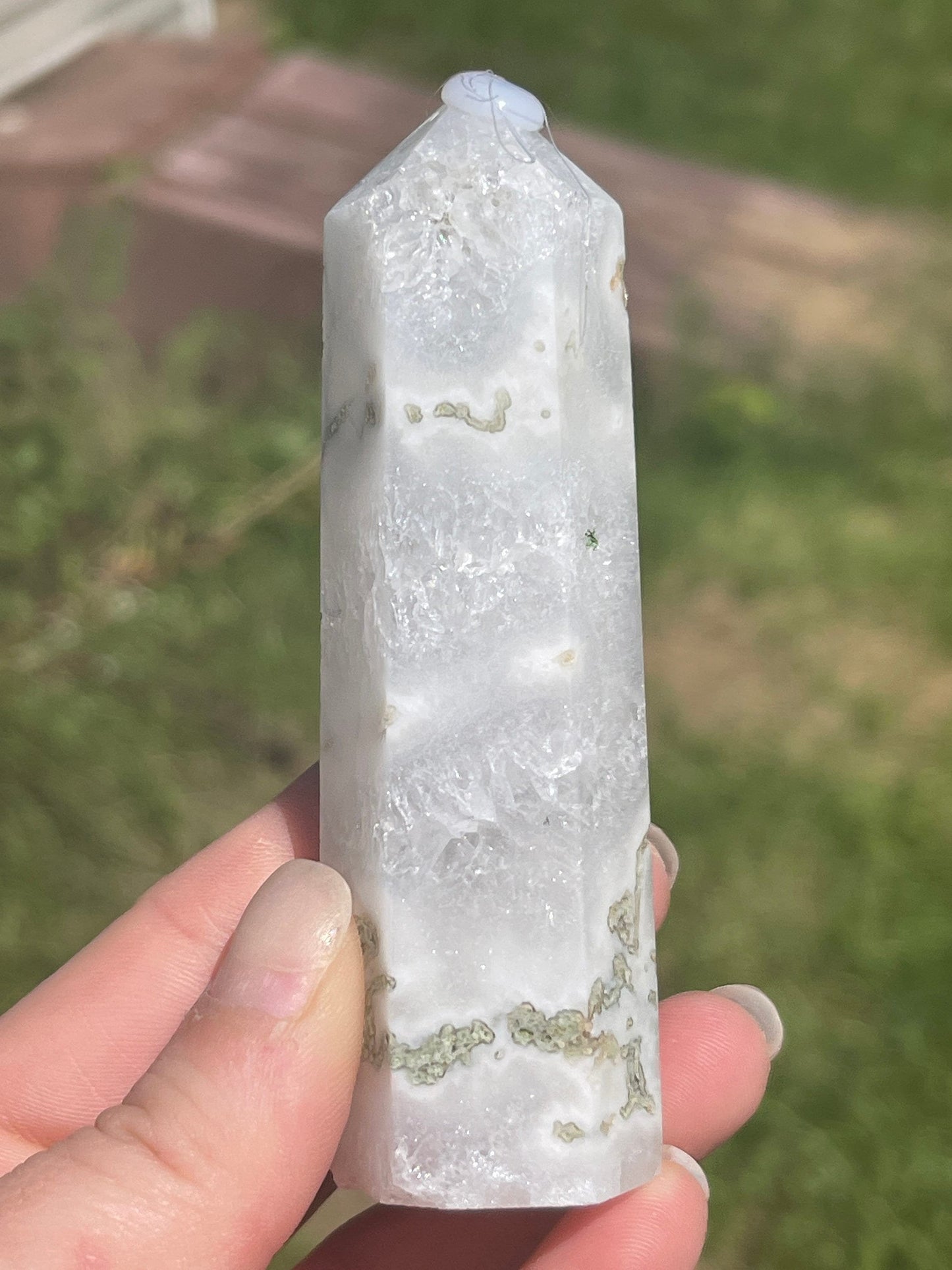 Moss Agate Crystal Tower