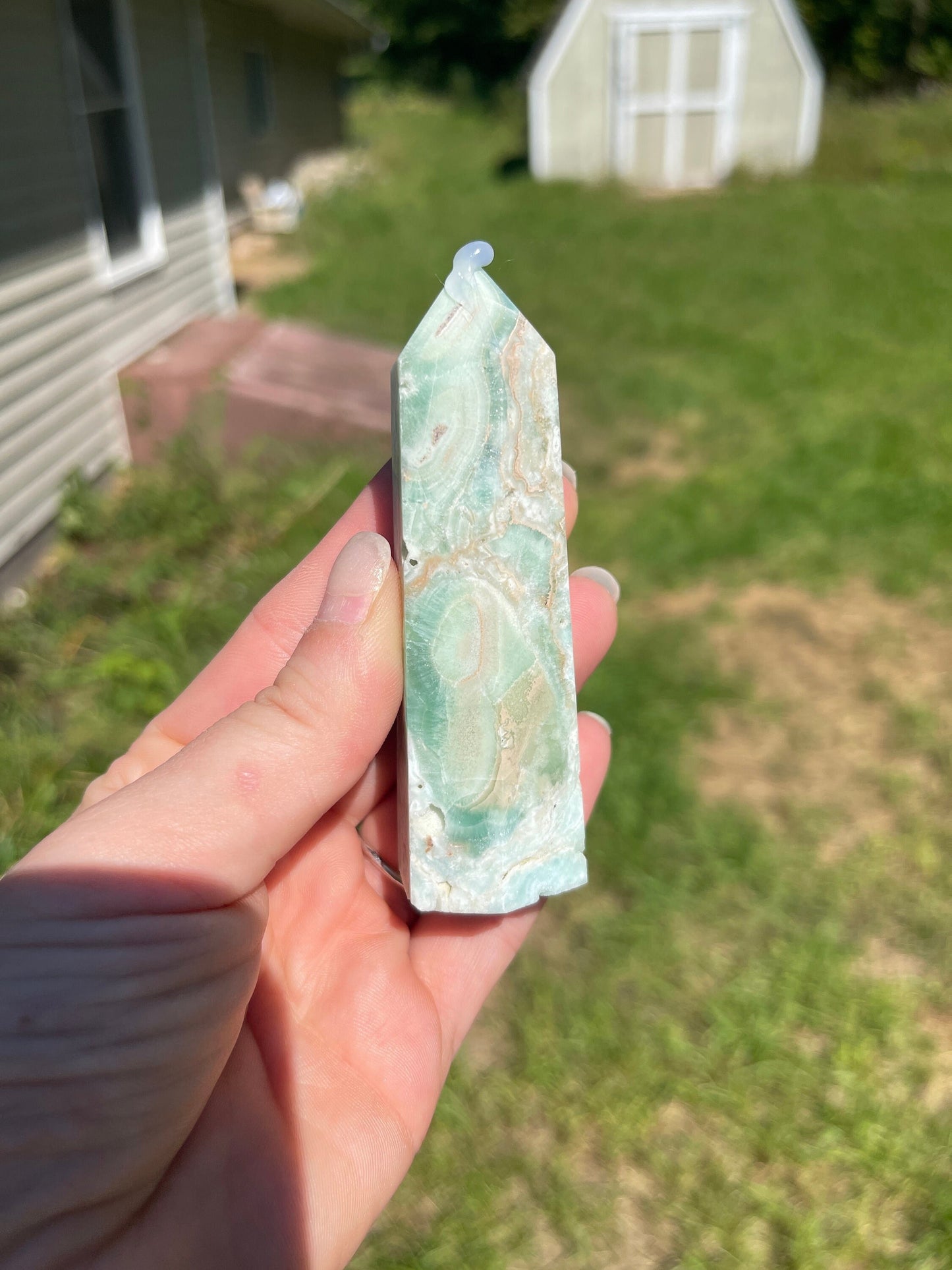 Blue Aragonite Crystal Tower C | Crystal Gift | Meditation Stone