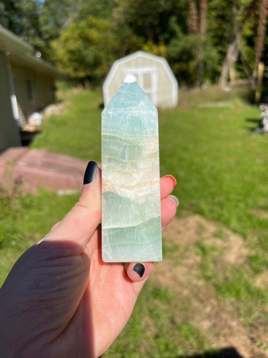 Caribbean Calcite Crystal Tower: Meditation Healing Stone
