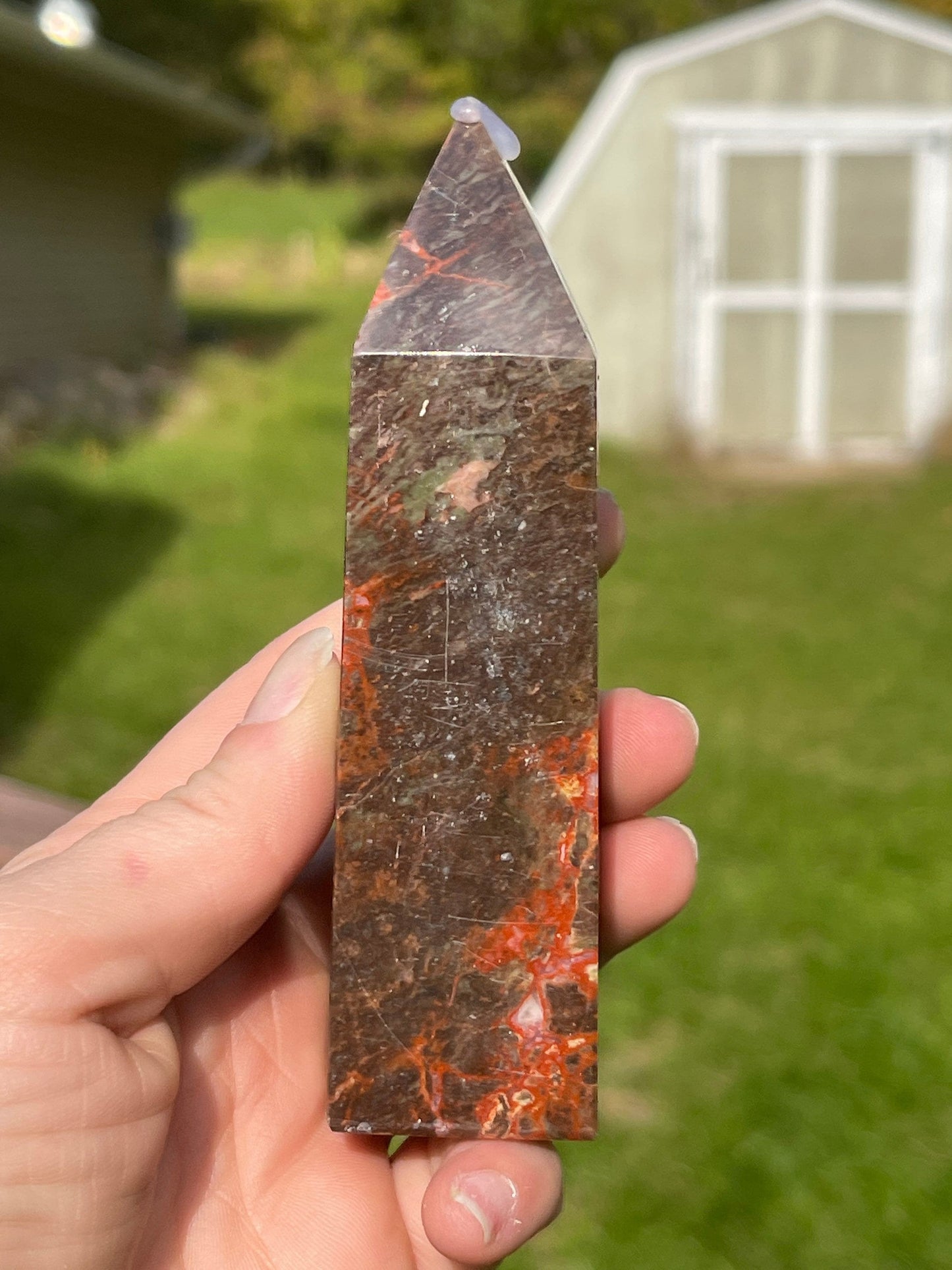 Money Agate Crystal Tower: Indonesian Bloodstone Healing