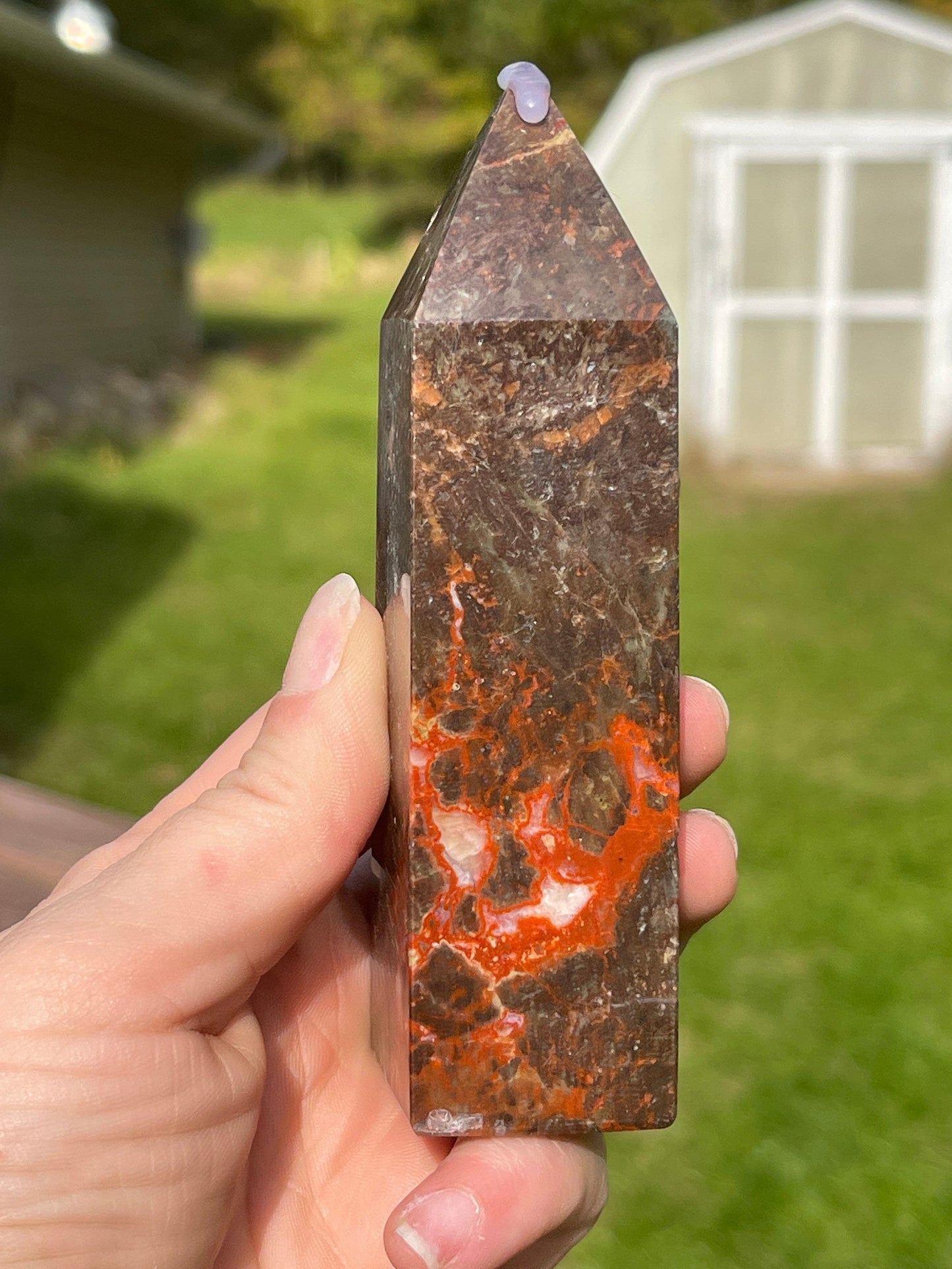 Money Agate Crystal Tower: Indonesian Bloodstone Healing