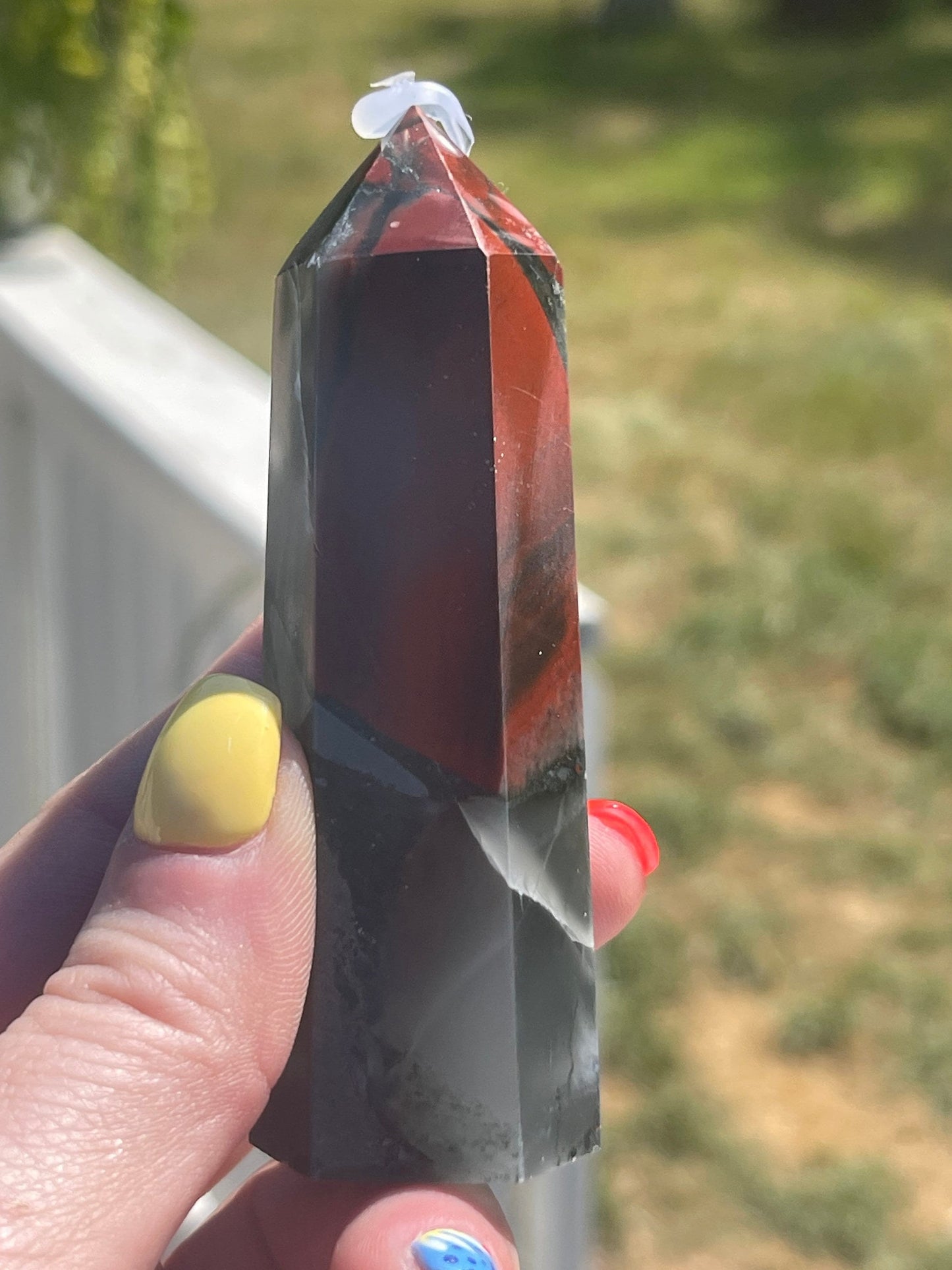 African Bloodstone Tower with Pyrite Inclusions