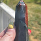 African Bloodstone Tower with Pyrite Inclusions