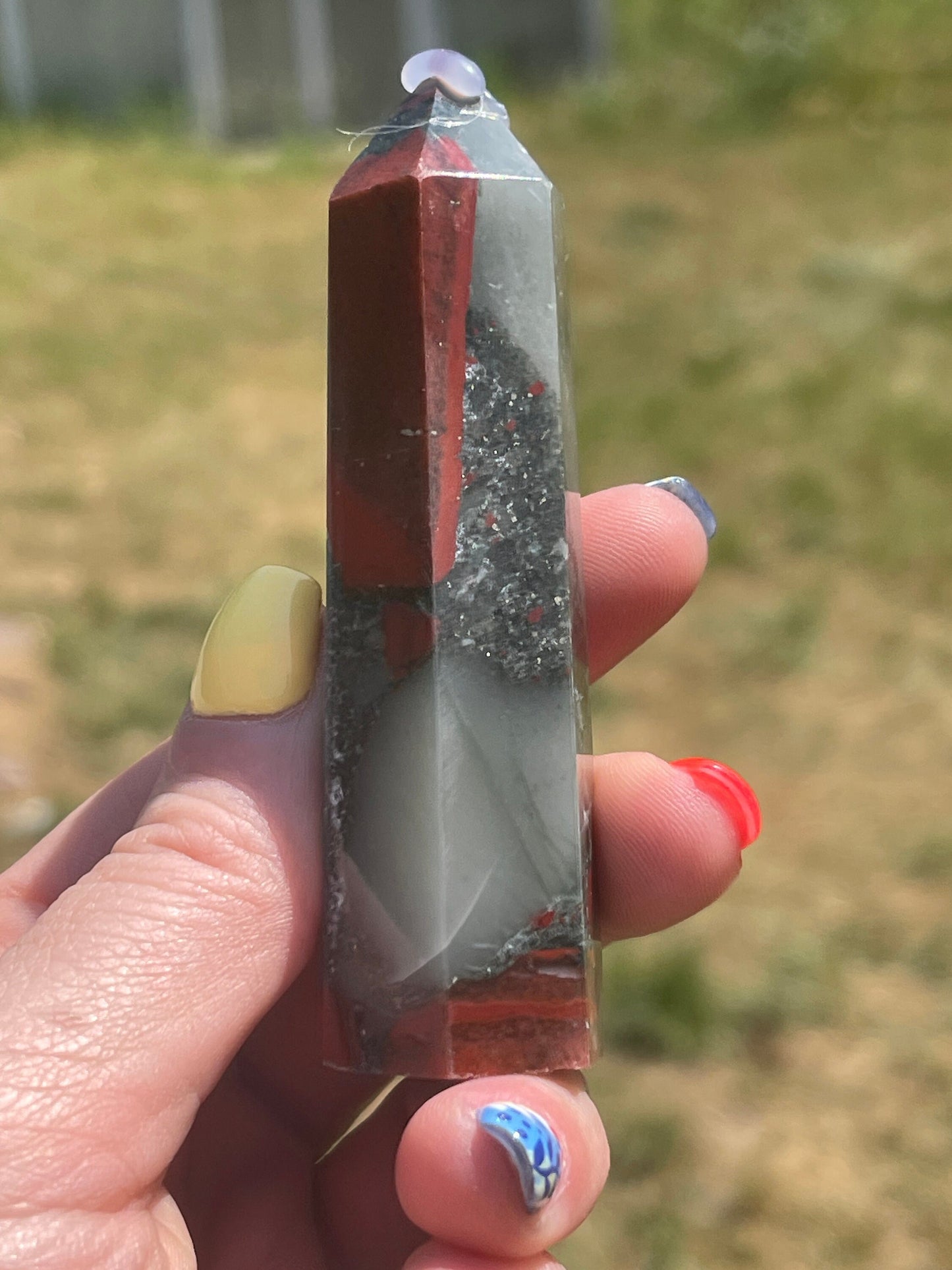 African Bloodstone Crystal Tower with Pyrite Inclusions