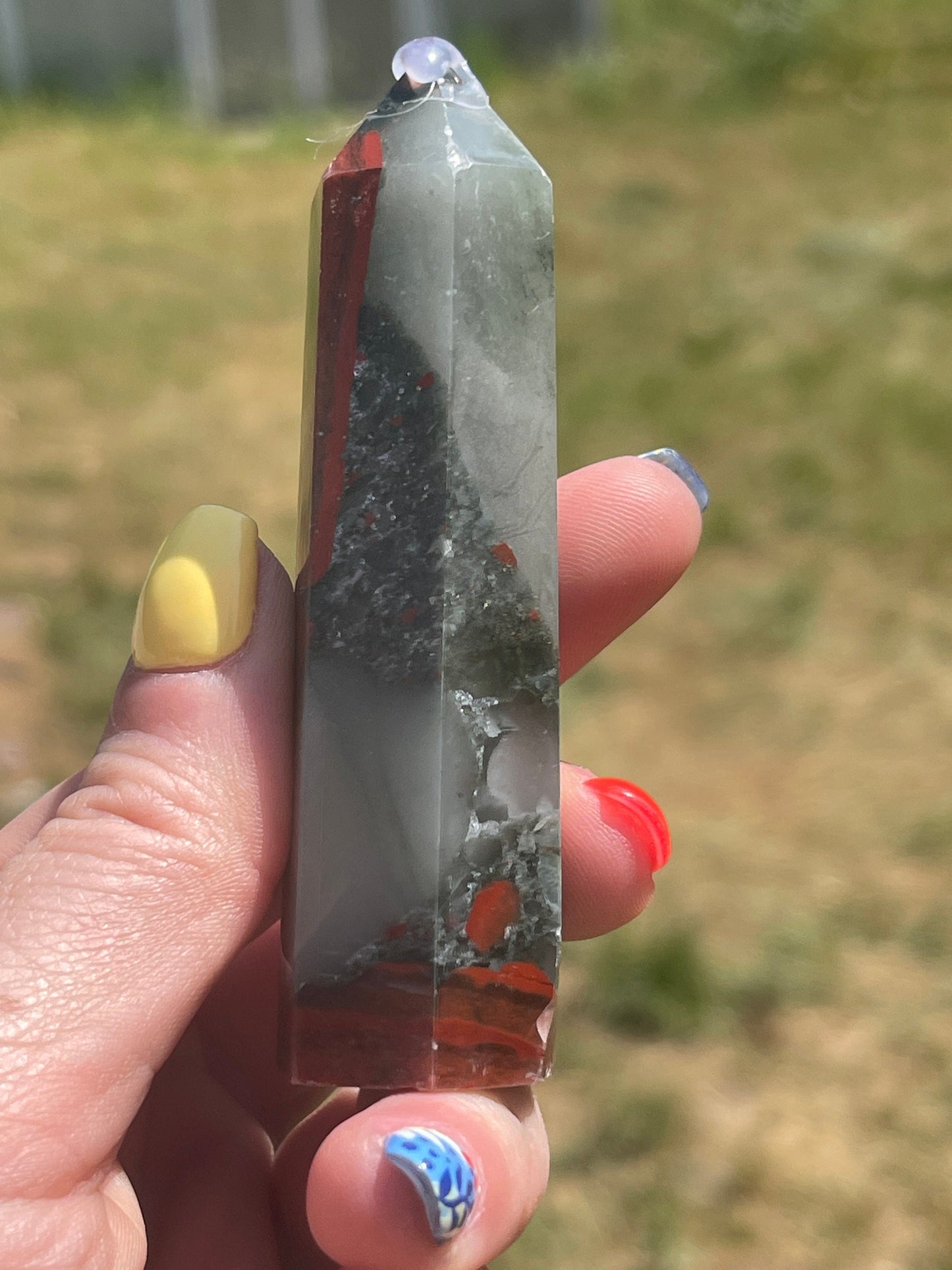 African Bloodstone Crystal Tower with Pyrite Inclusions