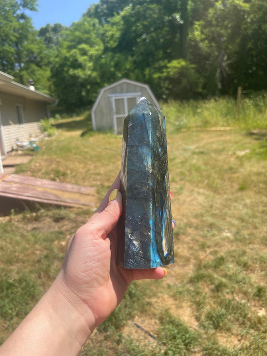 XL Labradorite Tower Carving