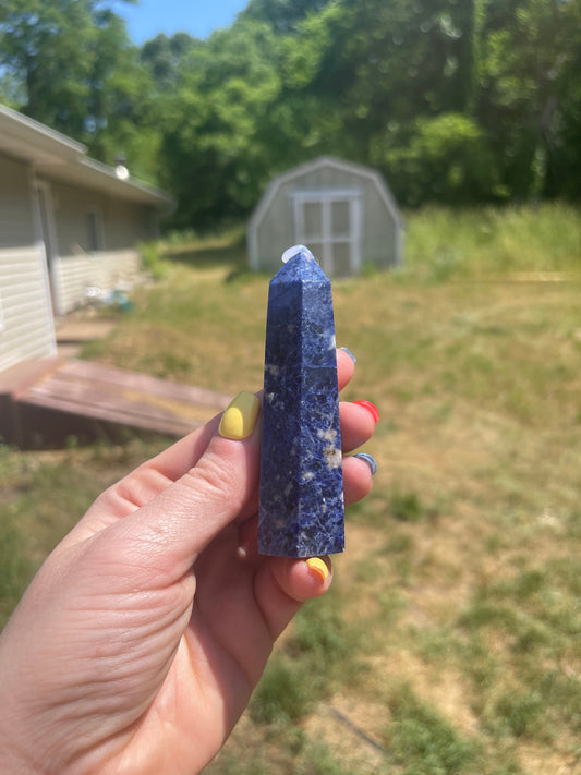 Sodalite Tower Point: Reiki Healing Crystal Obelisk