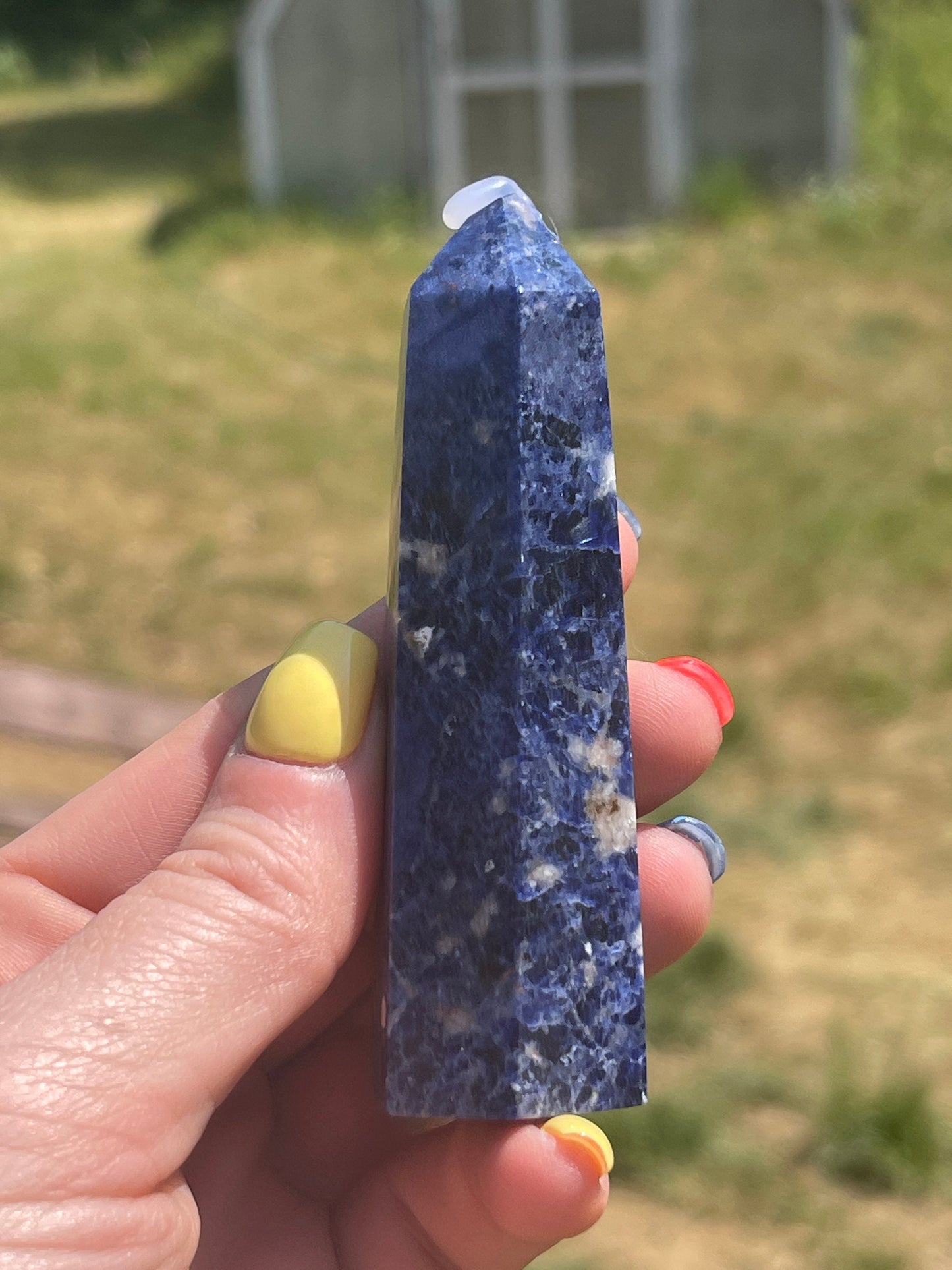 Sodalite Tower Point: Reiki Healing Crystal Obelisk