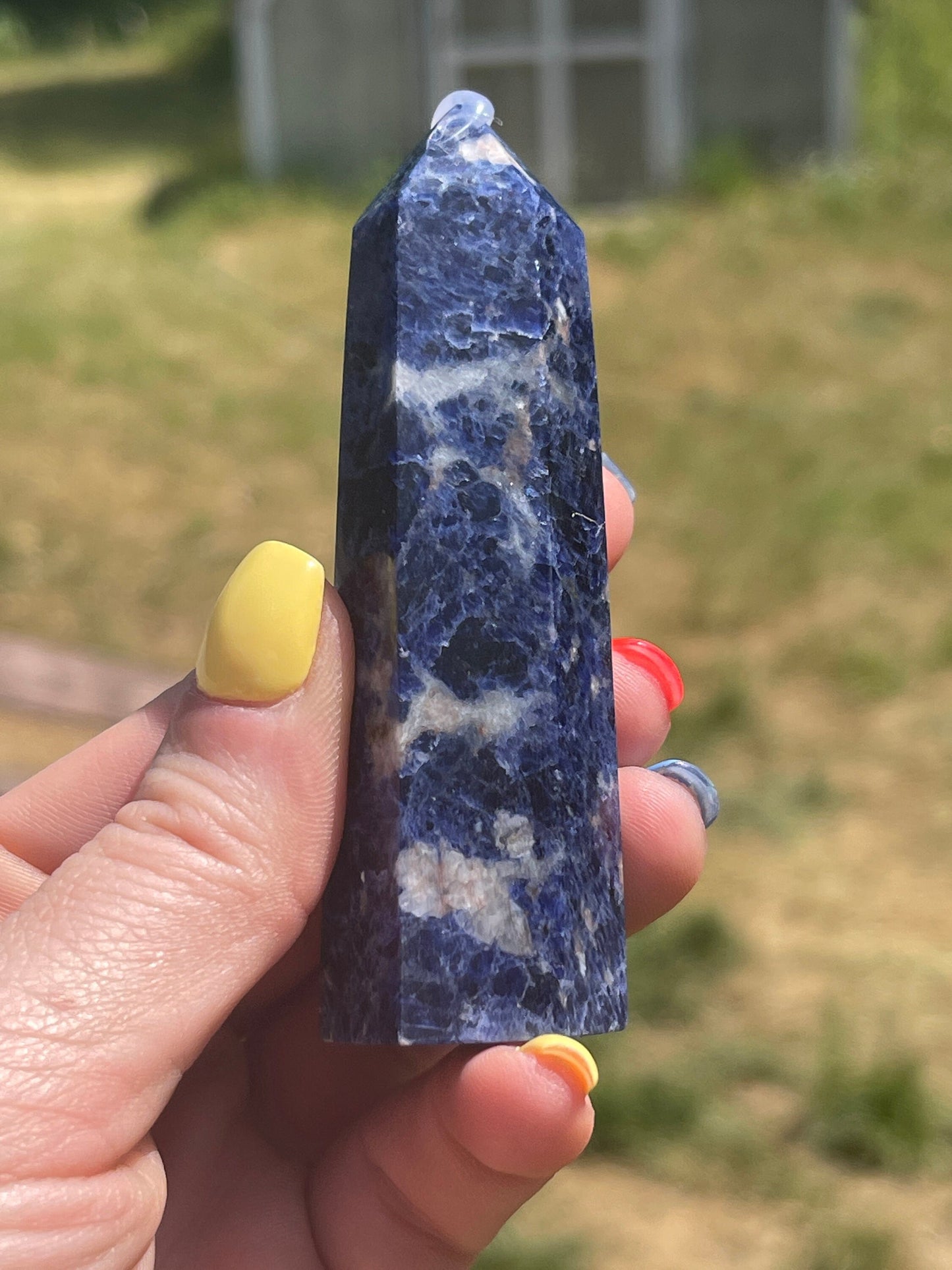 Sodalite Tower Point: Reiki Healing Crystal Obelisk