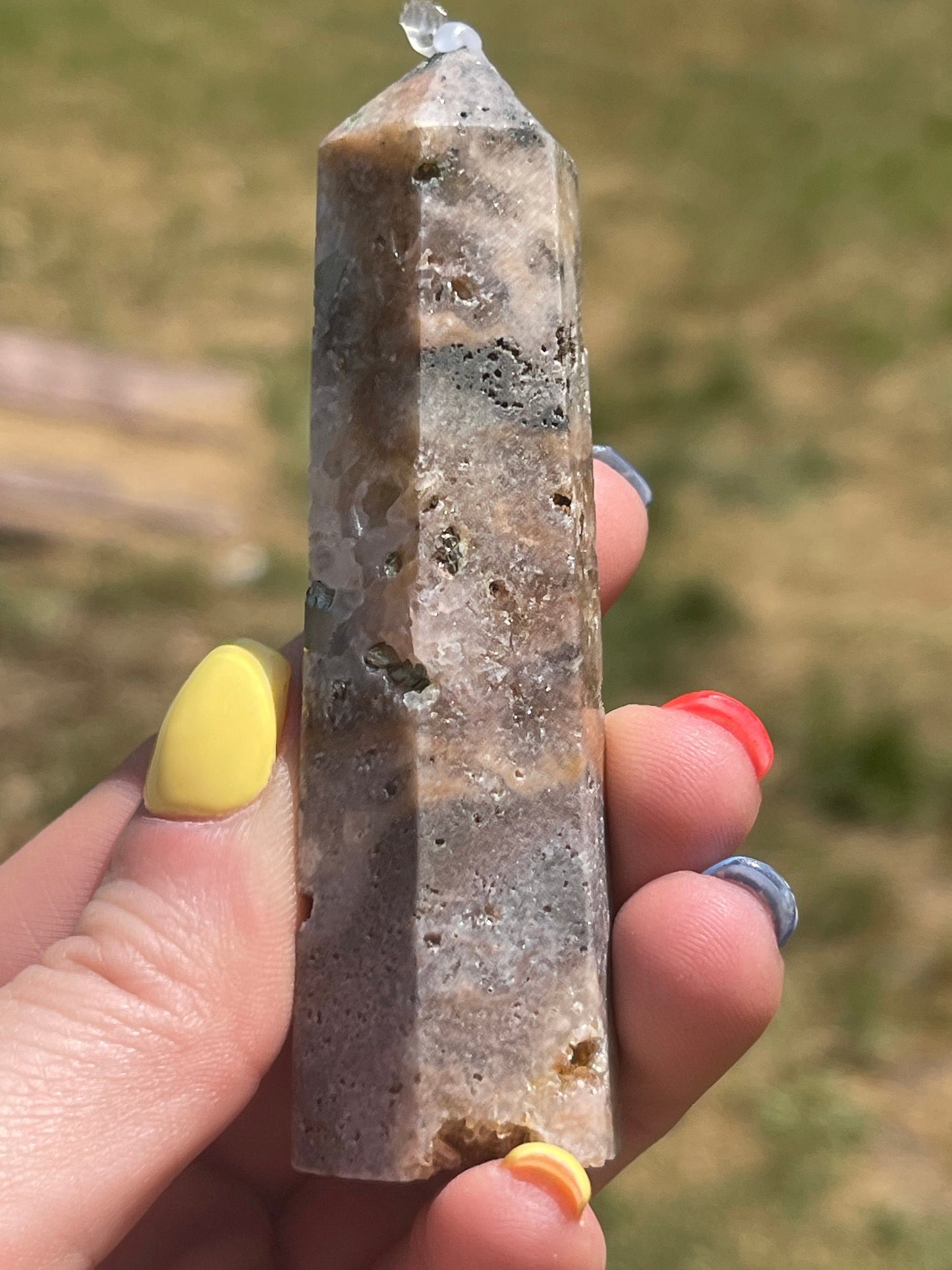 Druzy Sphalerite Tower with Pyrite: Reiki Healing Crystal