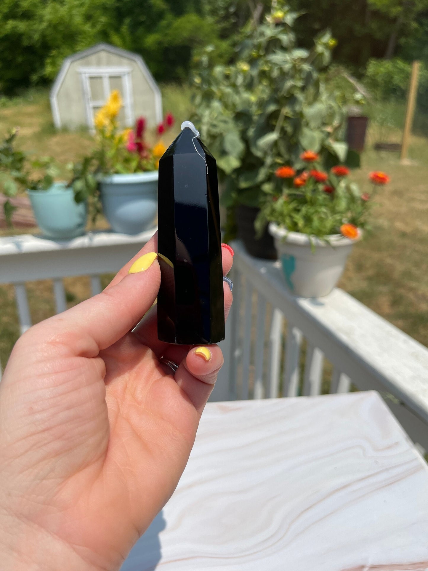 Natural Obsidian Obelisk Tower: Reiki Healing Crystal Gift