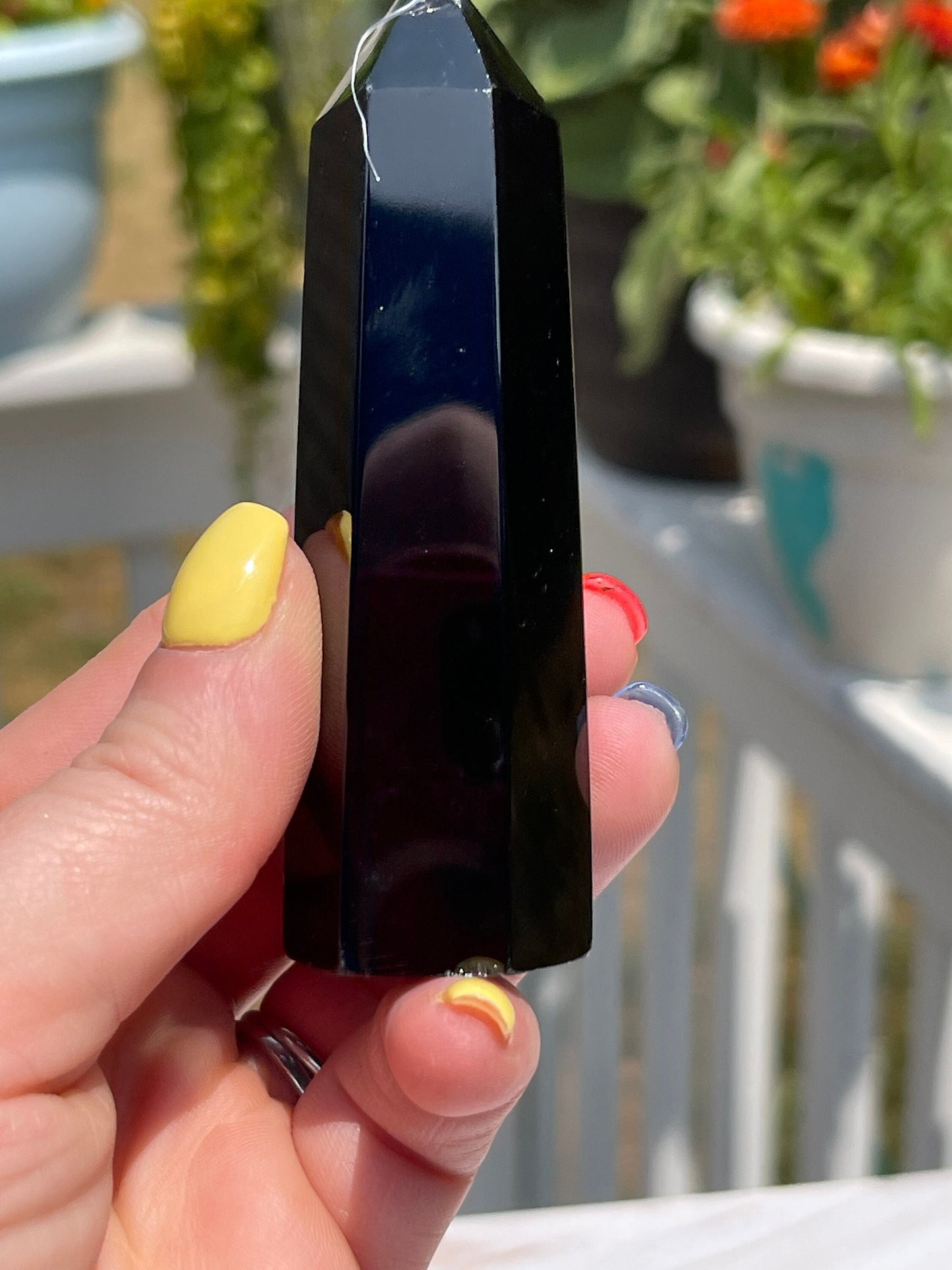 Natural Obsidian Obelisk Tower: Reiki Healing Crystal Gift