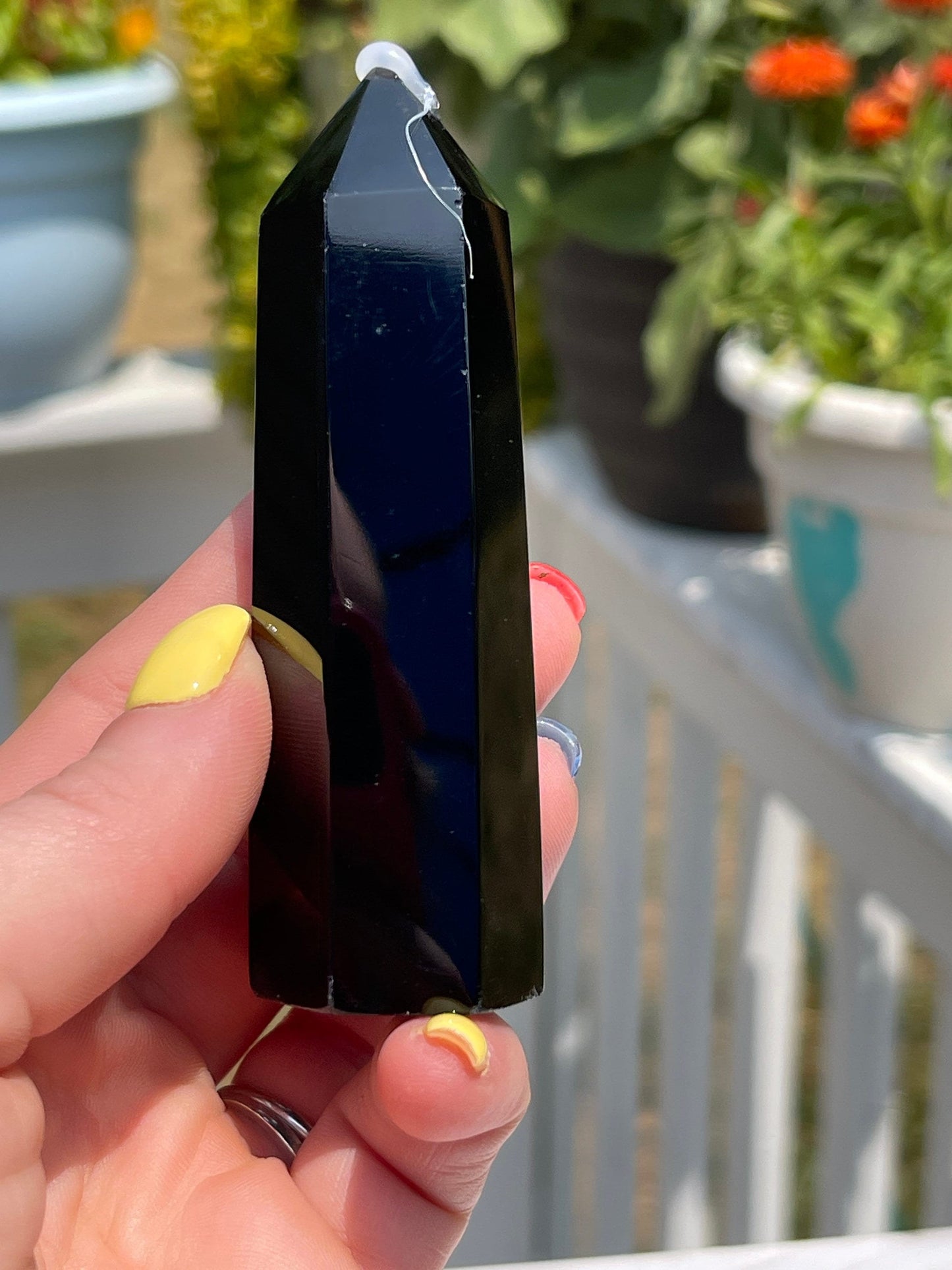 Natural Obsidian Obelisk Tower: Reiki Healing Crystal Gift