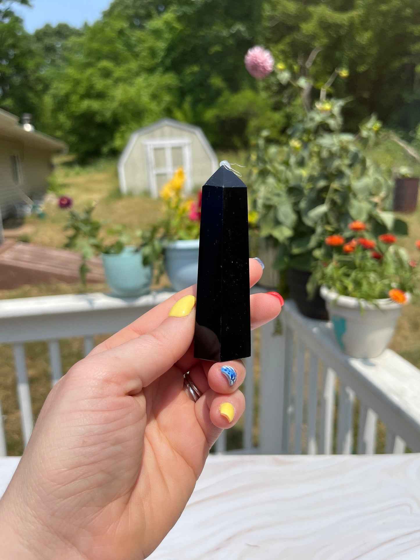 Black Obsidian Obelisk Tower: Reiki Healing Crystal Decor